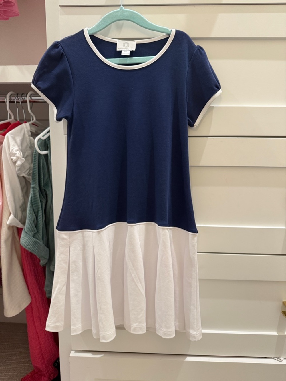 The Proper Peony Girls Navy and White Two-Tone Short Sleeve Dress - NWOT